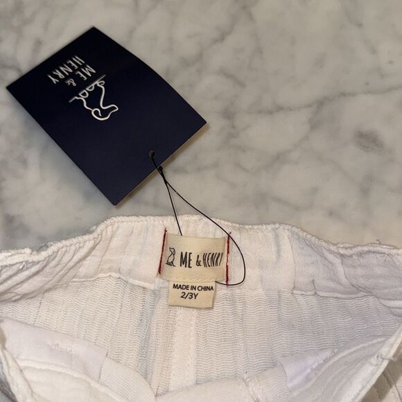 Me + Henry White Linen Blend Shorts 2/3Y - Picture 3 of 6